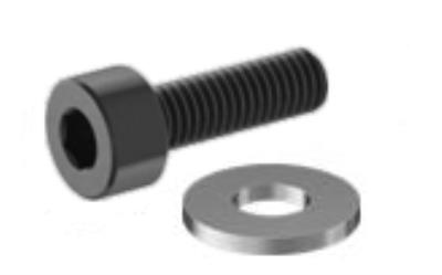 m3x0.5 mm threaded black-oxide alloy steel socket head cap screw, 10 mm long with stainless steel washer (for 354x04/05)